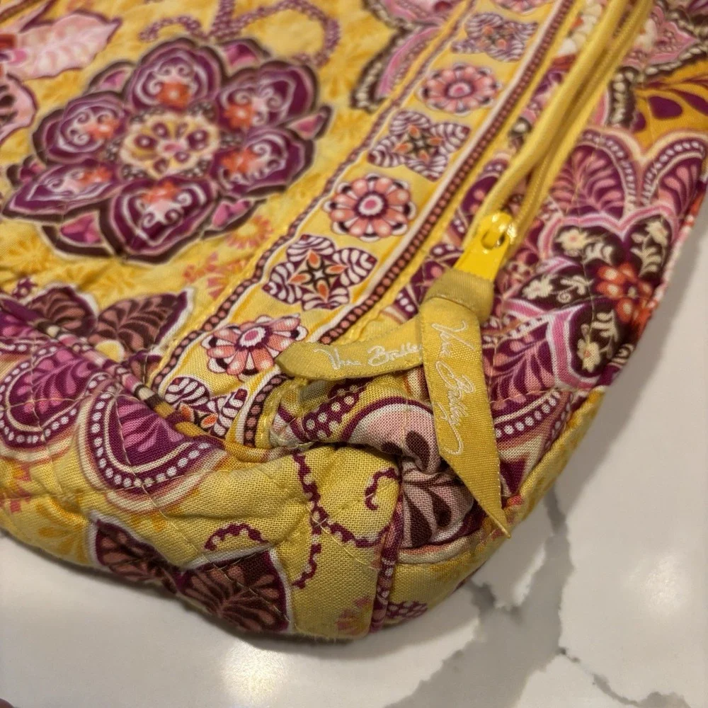 Vera Bradley Lisa B Hobo Shoulder Bag Bali Gold Yellow Pink Floral RETIRED 2009